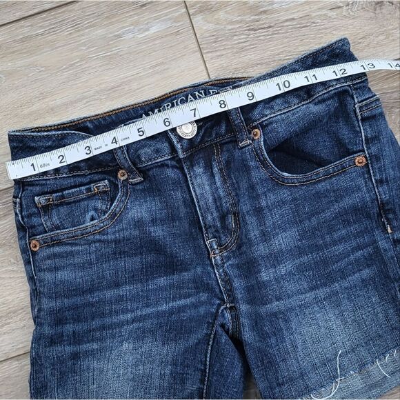American Eagle size 0 midi jean shorts Bermuda blue jeans - Picture 7 of 9
